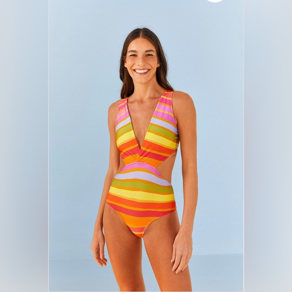 Farm Rio Shiny Stripes One Piece Swimsuit - Picture 4 of 9
